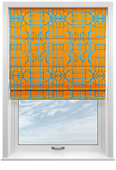 Bamboo Candy, Blue Orange - Twist&Fit Roman Blind